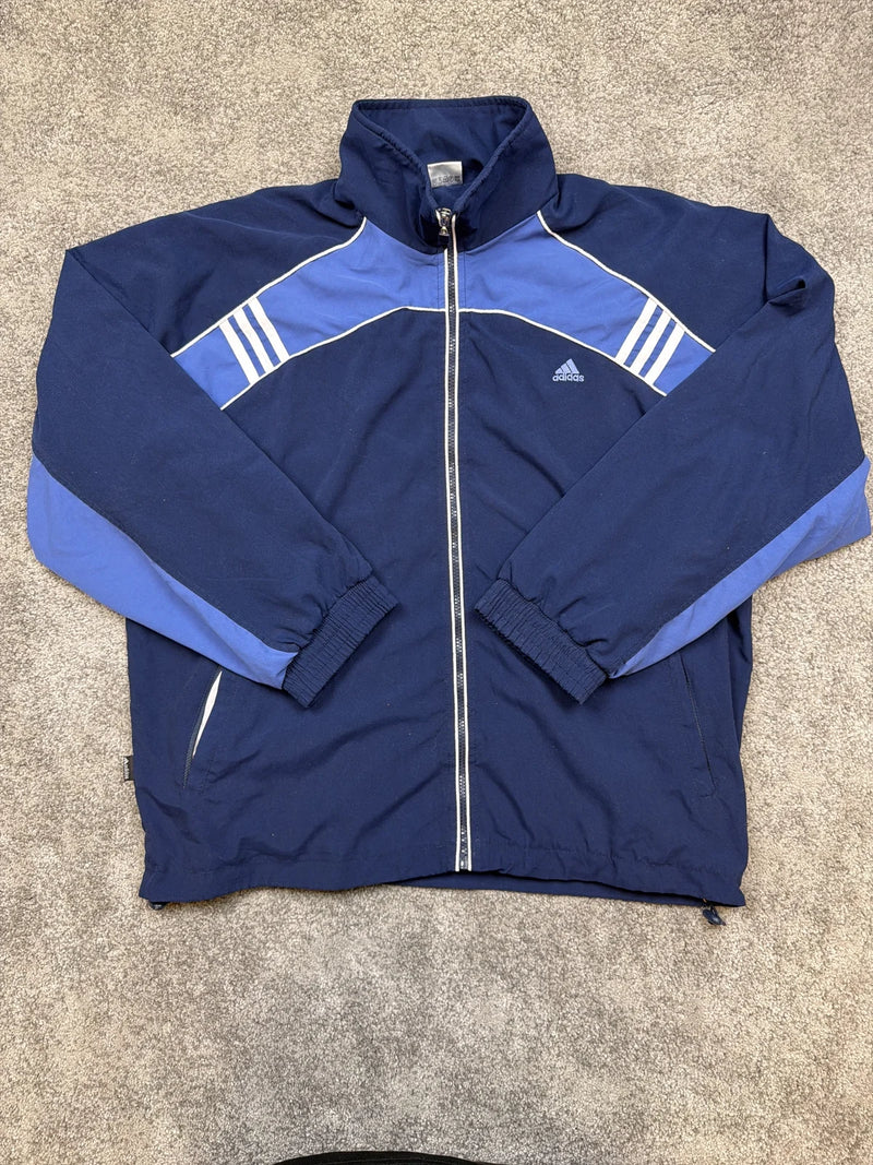 Adidas Giacca Sportiva con Zip, Felpa con Cappuccio, Blu e Grigio – photo 1