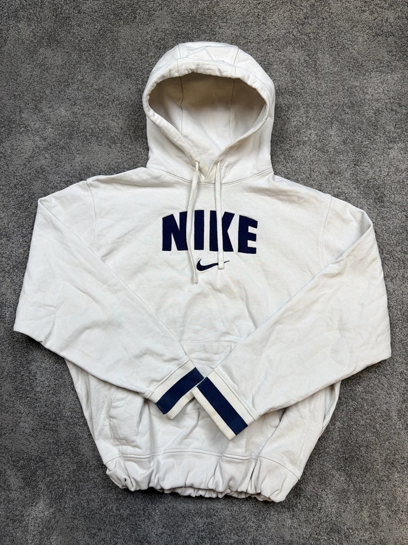 Nike Felpa con Cappuccio Bianco con Logo Blu – photo 1