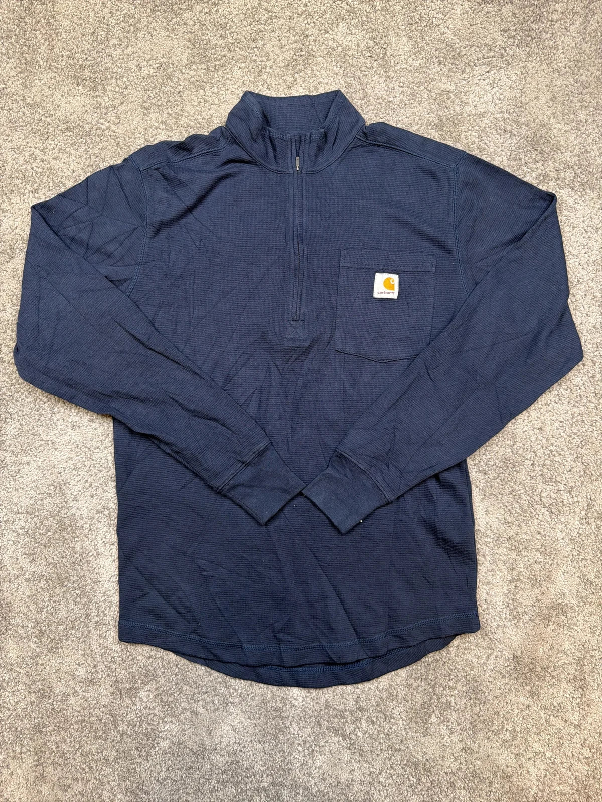Carhartt Polo Shirt Relaxed Fit con Zip e Taschino Blu – photo 1