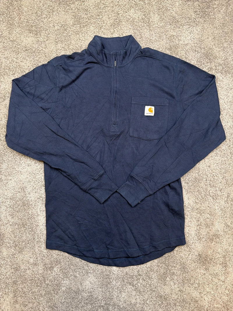 Carhartt Polo Shirt Relaxed Fit con Zip e Taschino Blu – photo 1