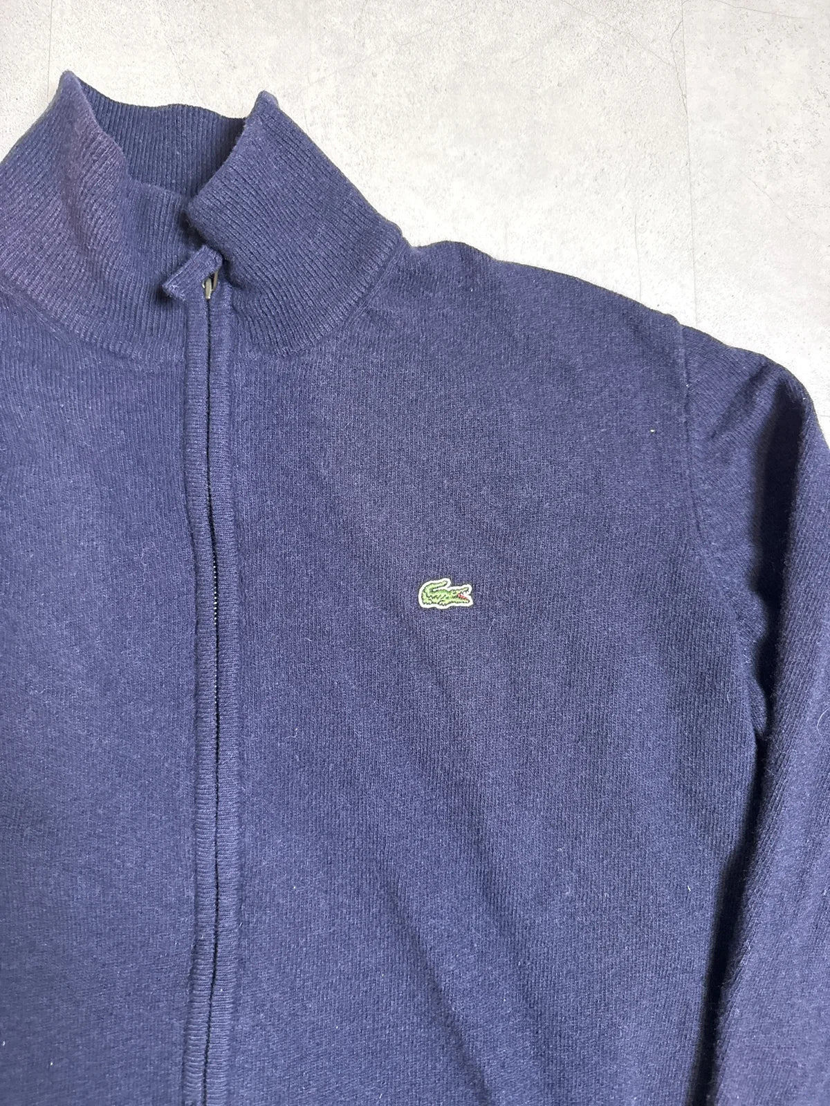 Lacoste felpa con zip in lana, collo alto, blu scuro – photo 2