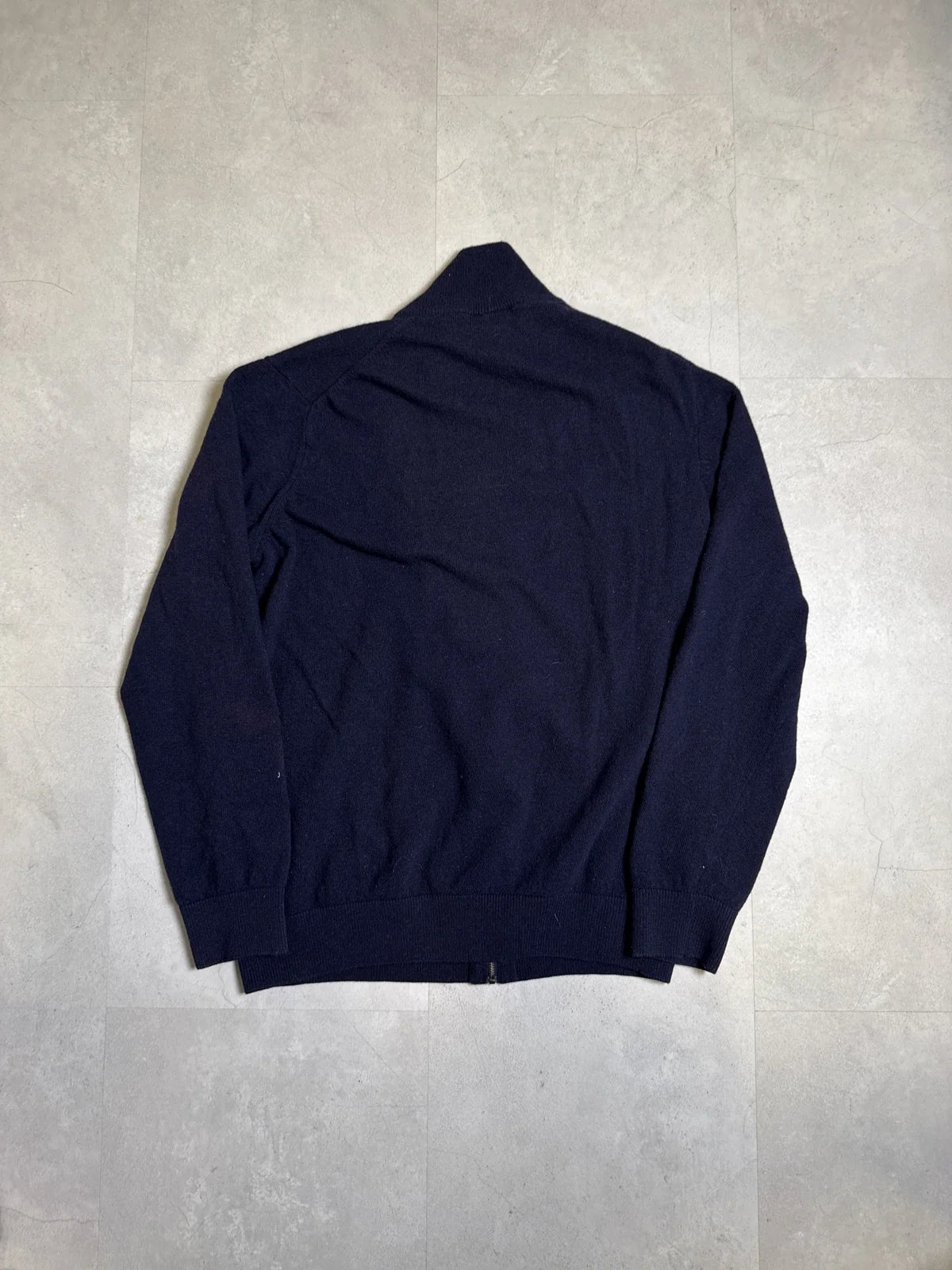 Lacoste felpa con zip in lana, collo alto, blu scuro – photo 4
