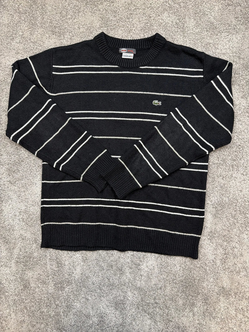 Lacoste Maglione a maniche lunghe in lana grigia a righe – photo 1