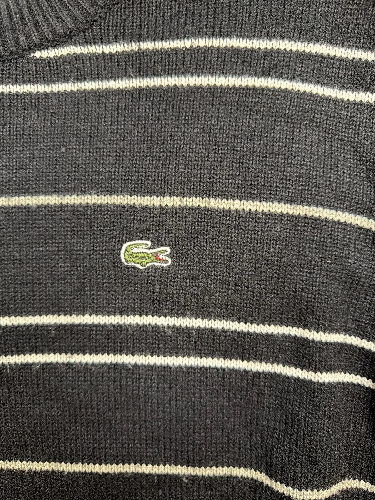 Lacoste Maglione a maniche lunghe in lana grigia a righe – photo 3