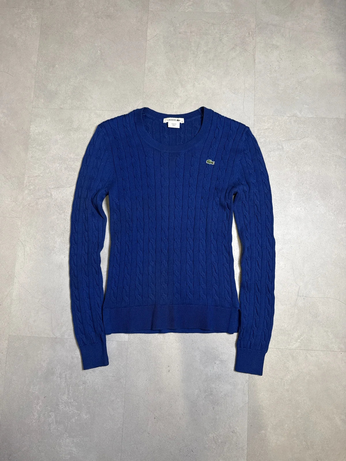 Lacoste Maglione in Lana Blu con Maniche Lunghe e Motivo a Treccia – photo 1