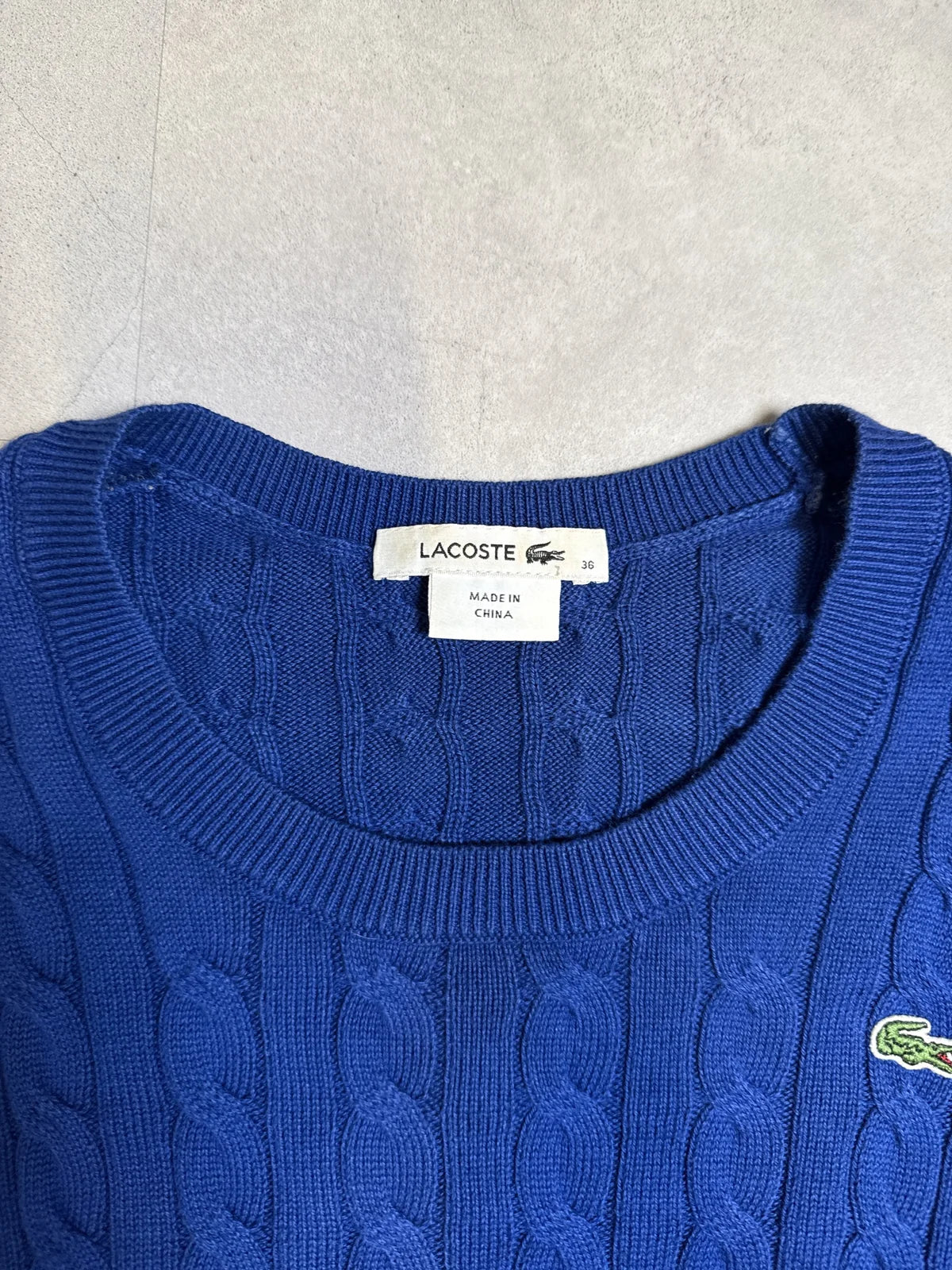 Lacoste Maglione in Lana Blu con Maniche Lunghe e Motivo a Treccia – photo 3