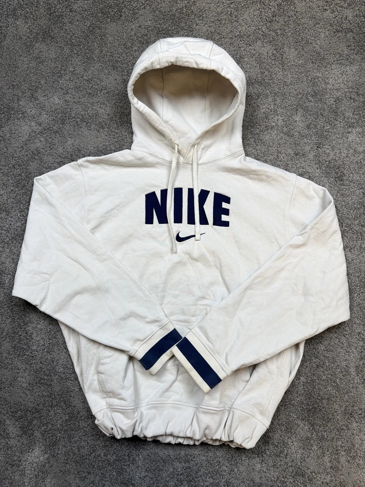 Nike Felpa con Cappuccio Bianco con Logo Blu – photo 1