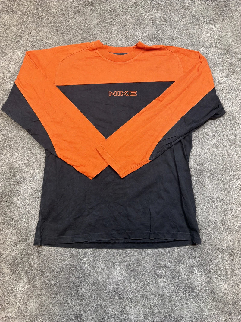 Nike Maglietta a Maniche Lunghe Arancione e Nera con Logo – photo 1