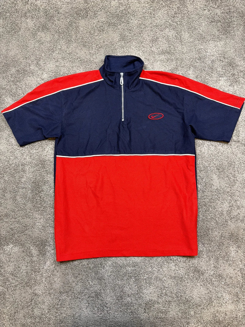 Nike Polo Shirt Sportivo con Zip, Collo Alto, Blu e Rosso – photo 1