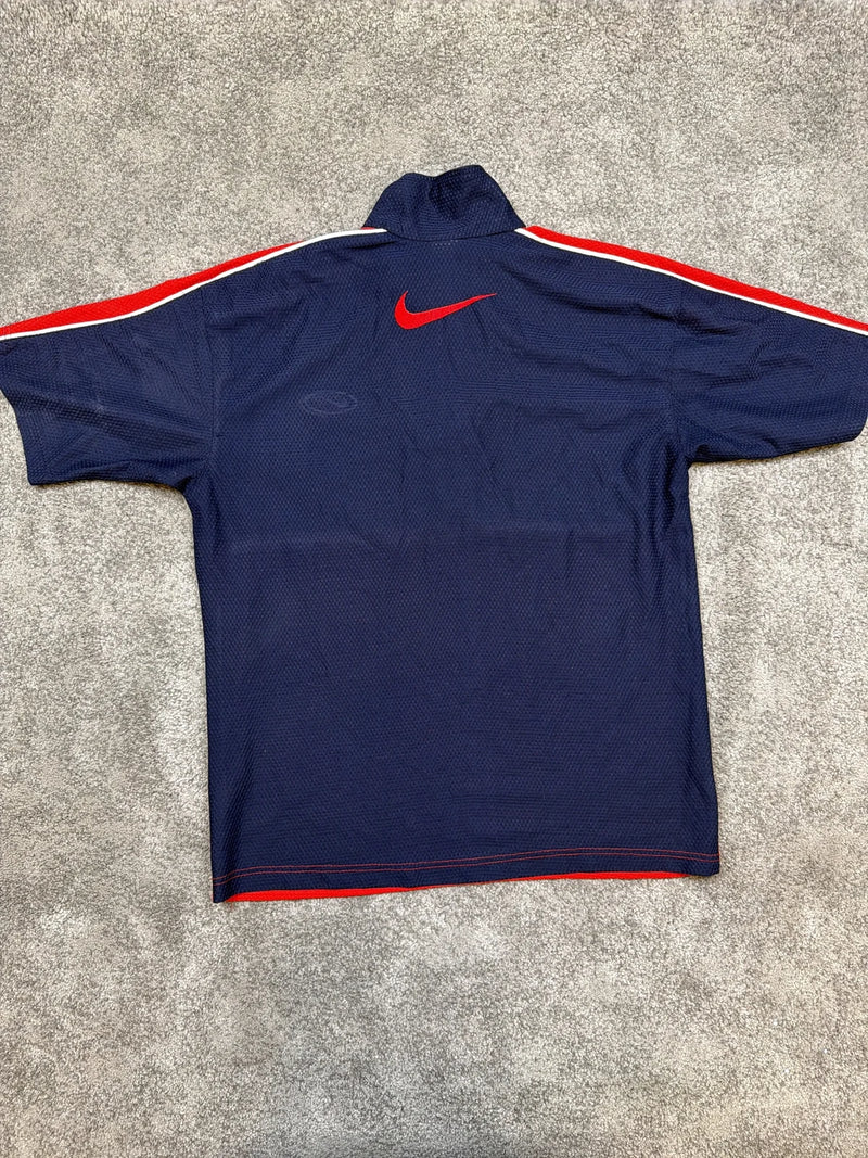 Nike Polo Shirt Sportivo con Zip, Collo Alto, Blu e Rosso – photo 2