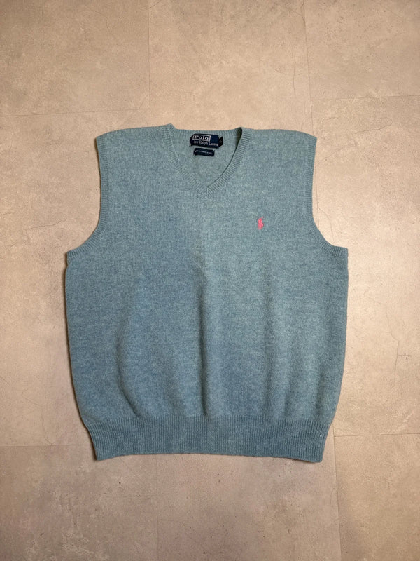 Ralph Lauren Gilet in Lana Merino Grigio con Collo a V e Logo – photo 1