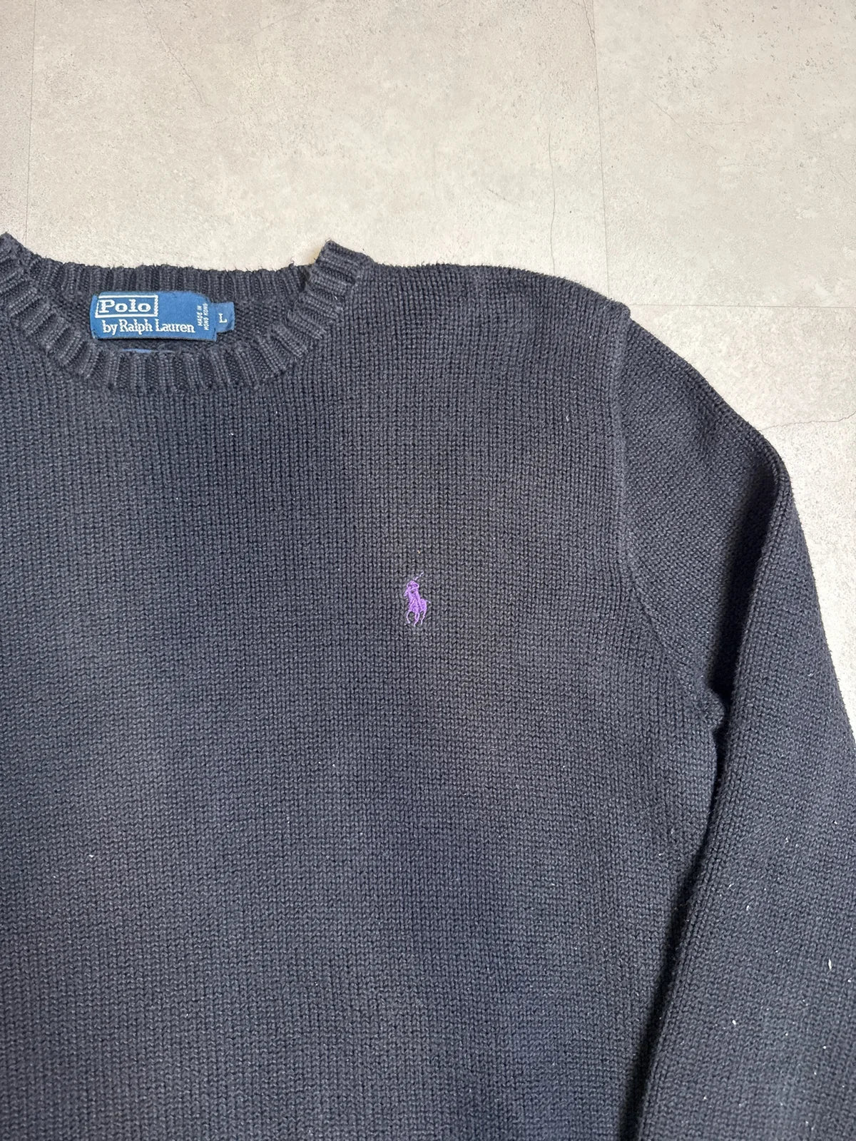 Ralph Lauren Maglione in Lana Grigio Scuro con Logo Polo – photo 2