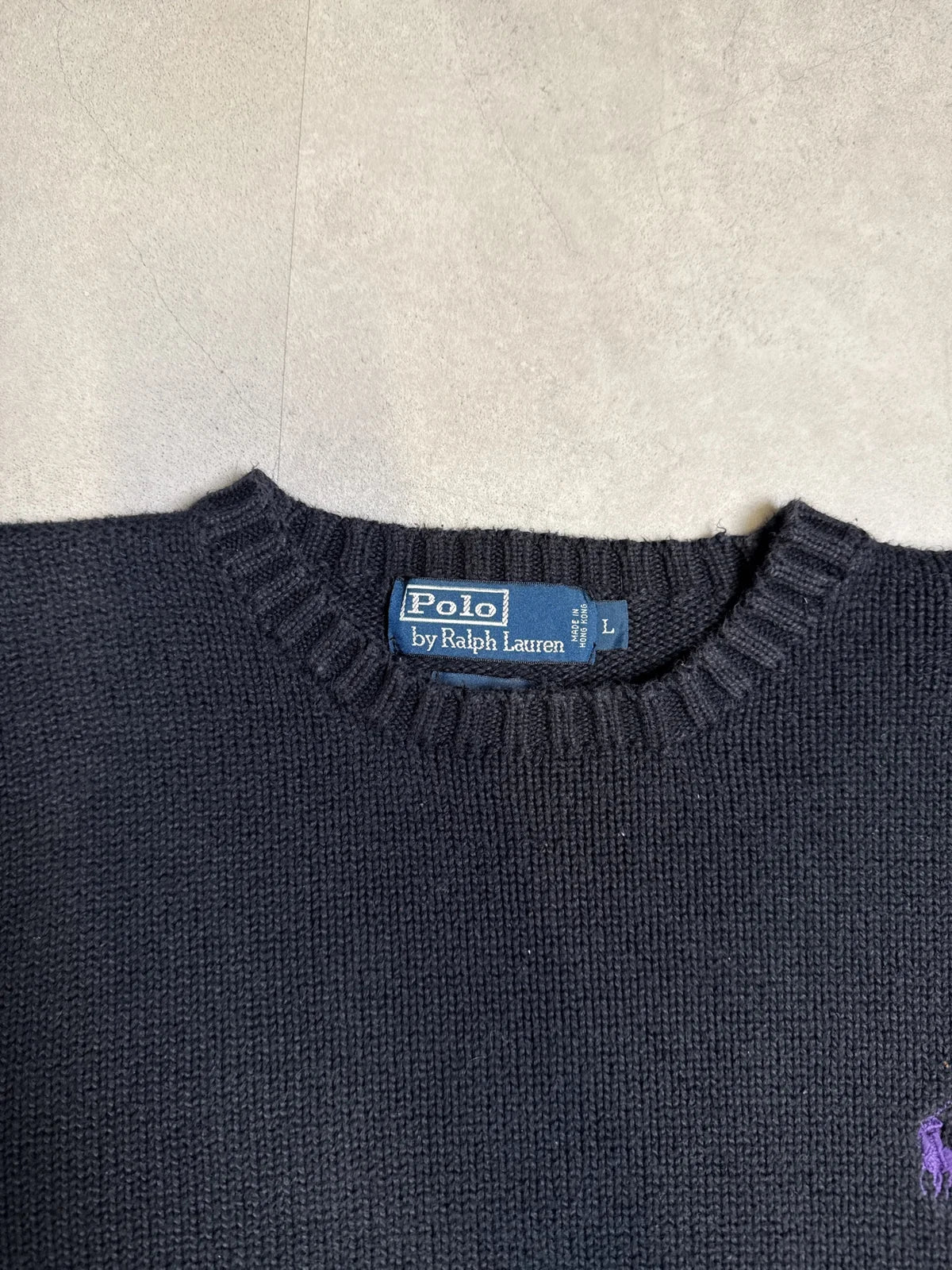 Ralph Lauren Maglione in Lana Grigio Scuro con Logo Polo – photo 3