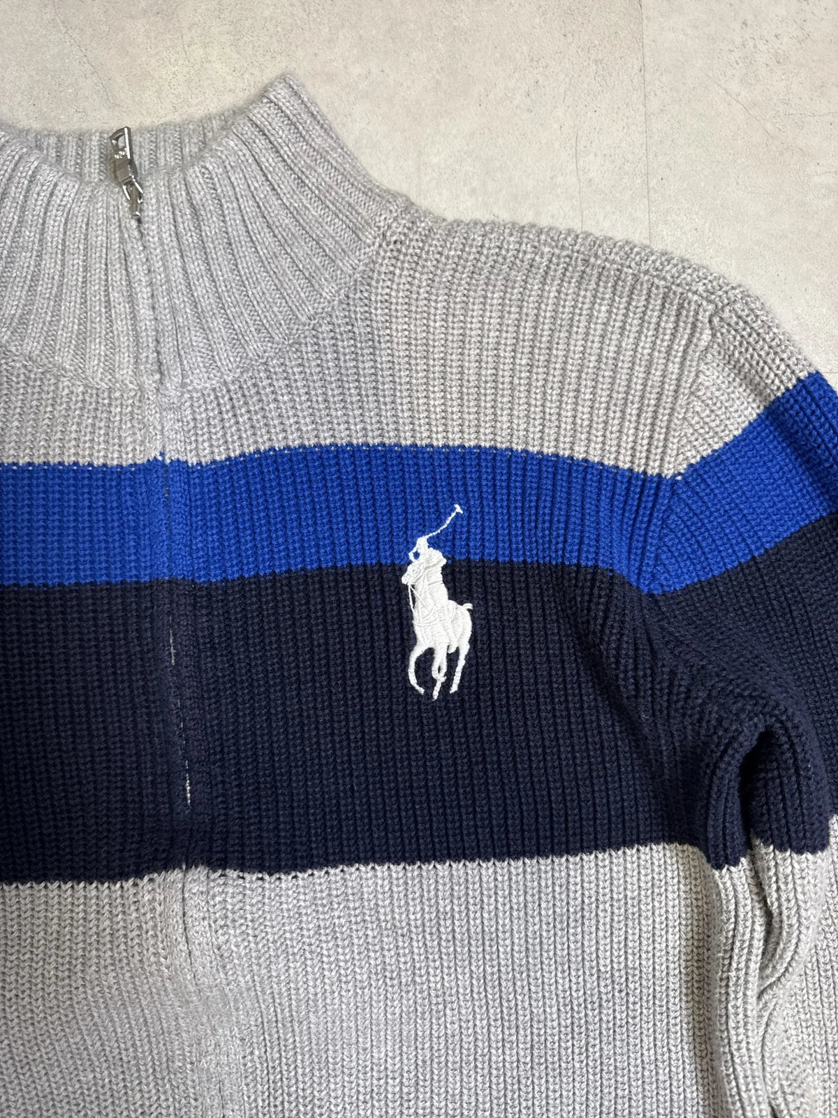 Ralph Lauren Maglione Zip Cardigan in Lana Grigio Blu Navy – photo 2