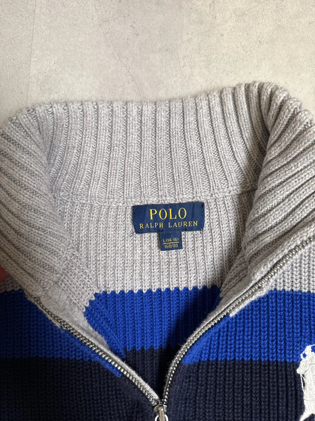 Ralph Lauren Maglione Zip Cardigan in Lana Grigio Blu Navy – photo 3