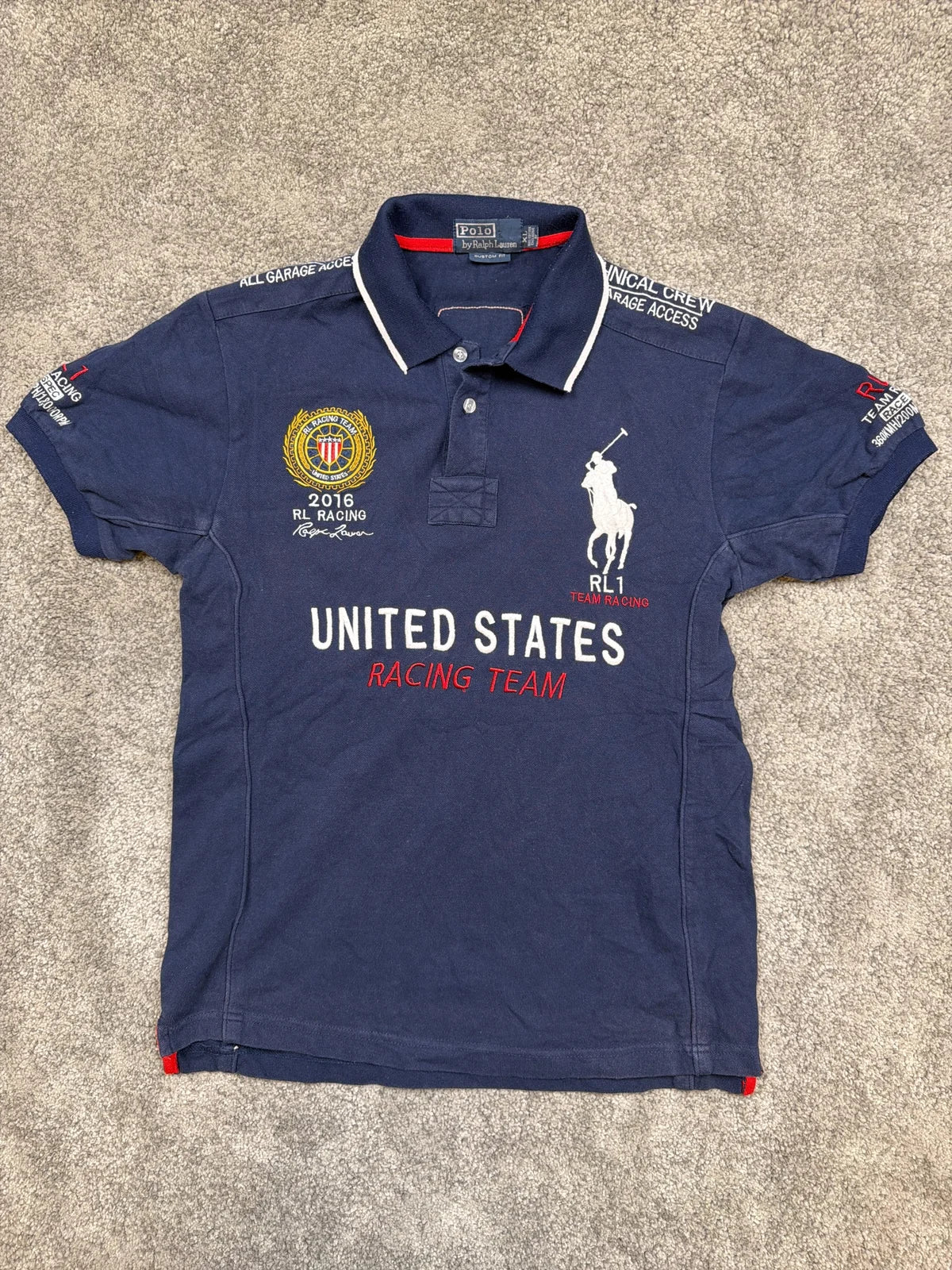 Ralph Lauren Polo Shirt RL Racing 2016 Blu con Logo e Ricami – photo 1