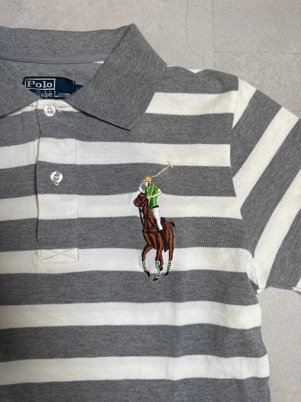 Ralph Lauren Polo Shirt Strisce Grigio e Bianco con Logo Cavaliere – photo 2