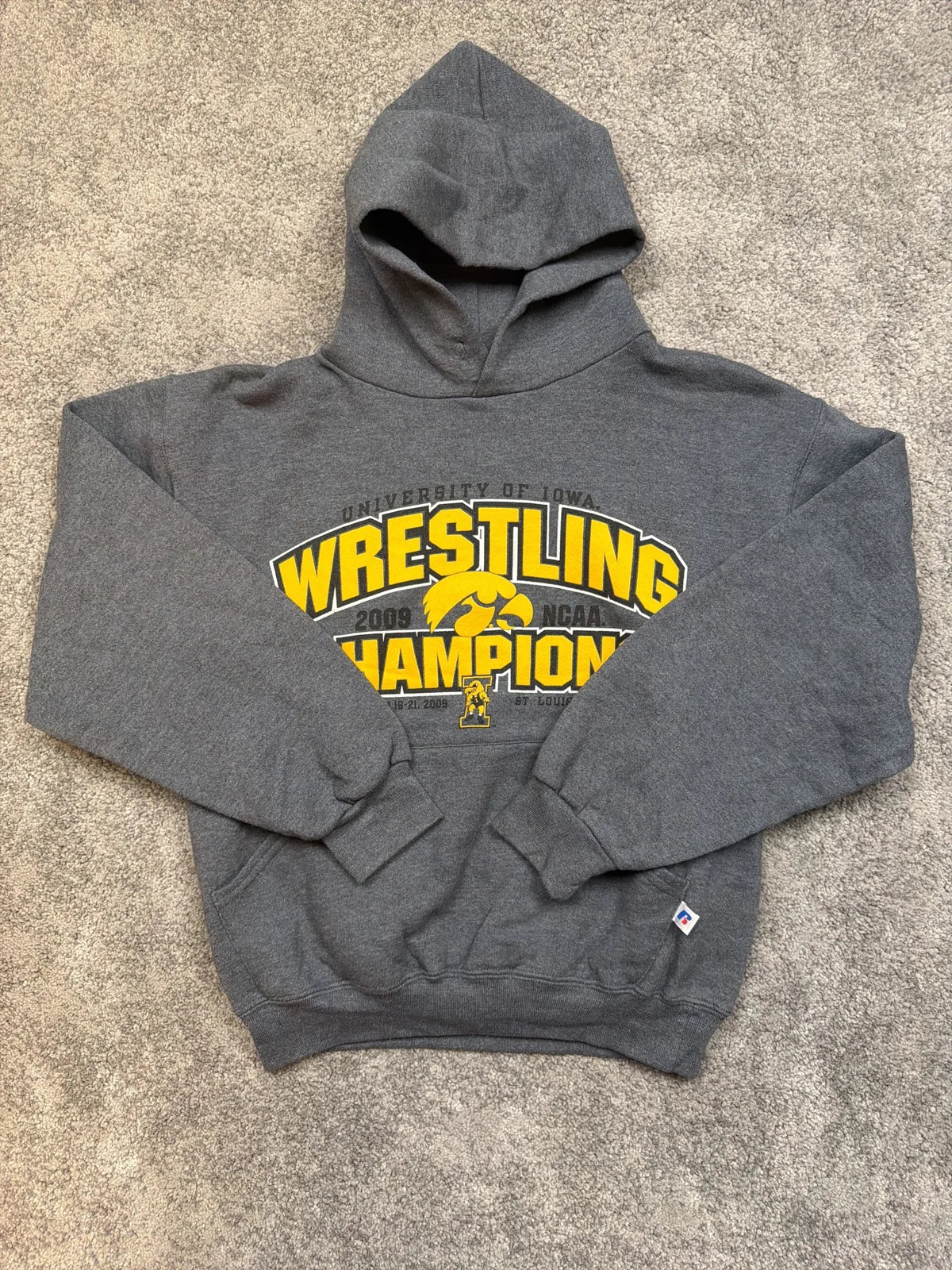 Russell Felpa con cappuccio Università dell'Iowa Wrestling Champions 2009 Grigia – photo 1