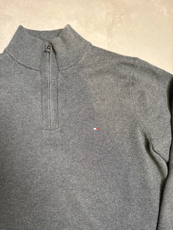 Tommy Hilfiger Maglione con zip in cotone premium grigio – photo 2