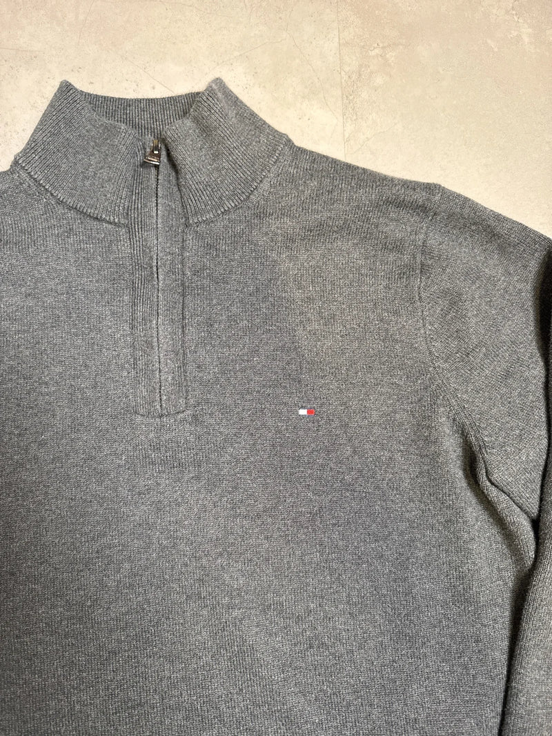 Tommy Hilfiger Maglione con zip in cotone premium grigio – photo 2