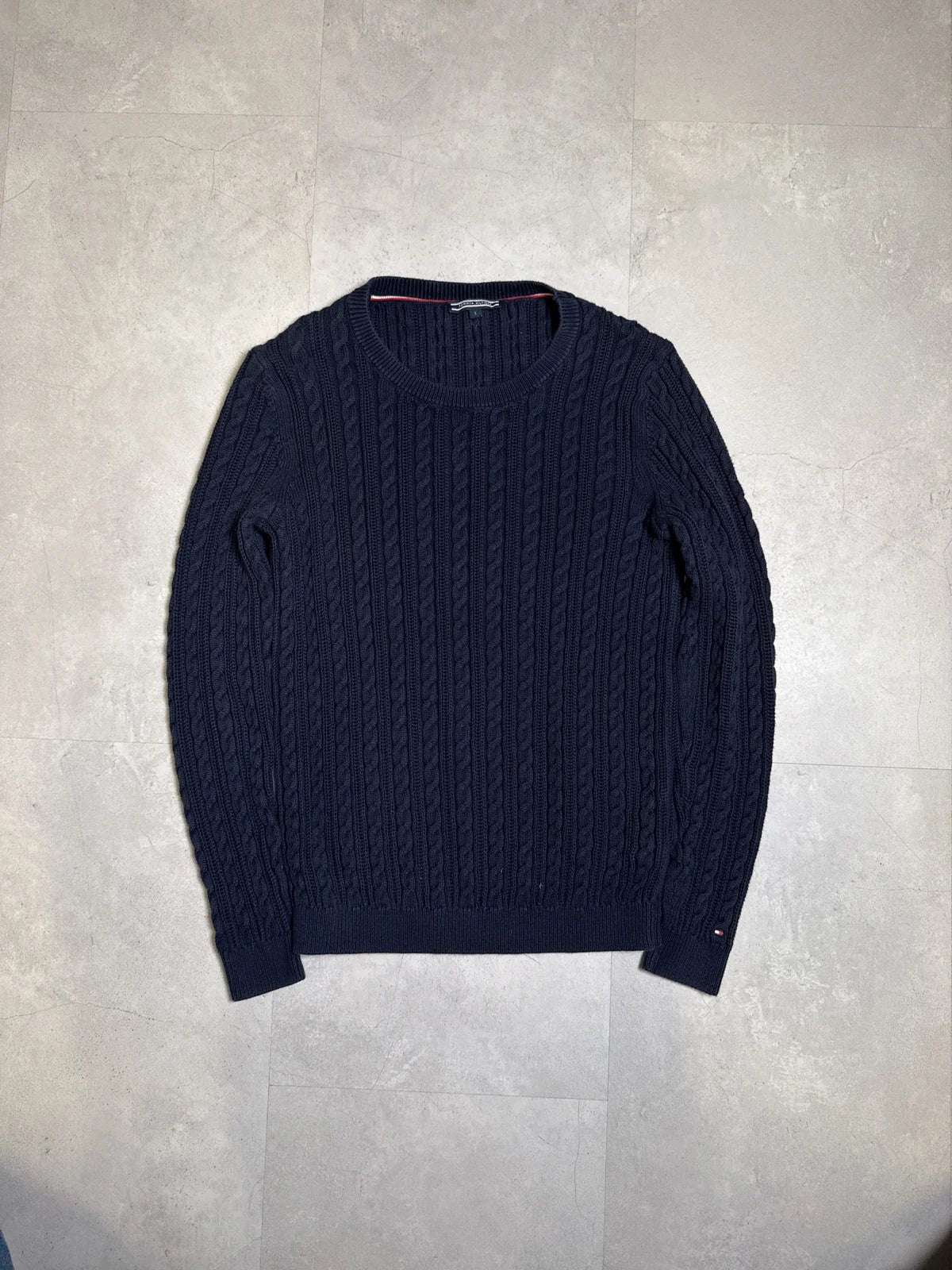 Tommy Hilfiger Maglione in Lana Grigio a Treccia, Maniche Lunghe – photo 1
