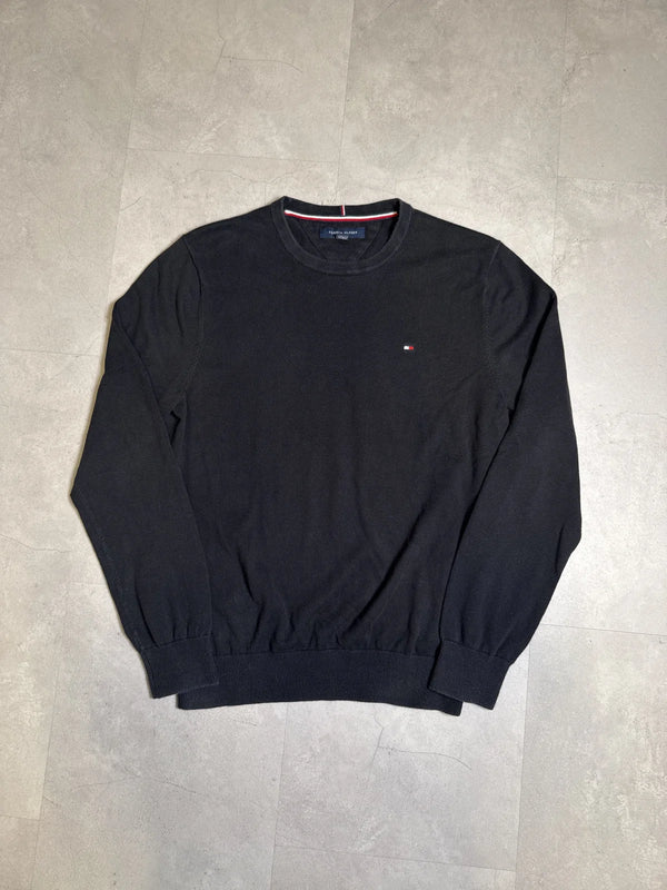 Tommy Hilfiger Maglione Lungo Manica Grigio in Lana con Dettagli a Righe – photo 1