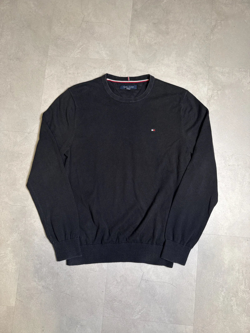 Tommy Hilfiger Maglione Lungo Manica Grigio in Lana con Dettagli a Righe – photo 1