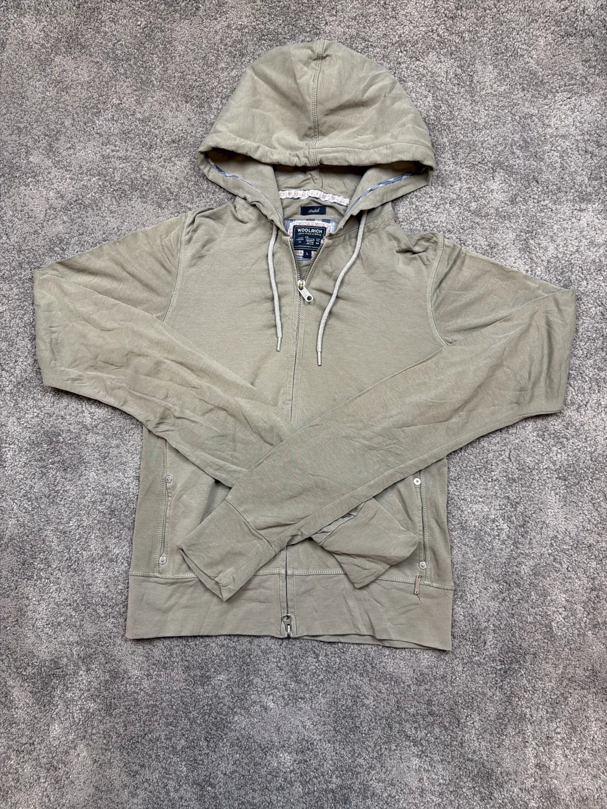 Woolrich Felpa con Cappuccio Zip Grigia in Tessuto Stretch – photo 1