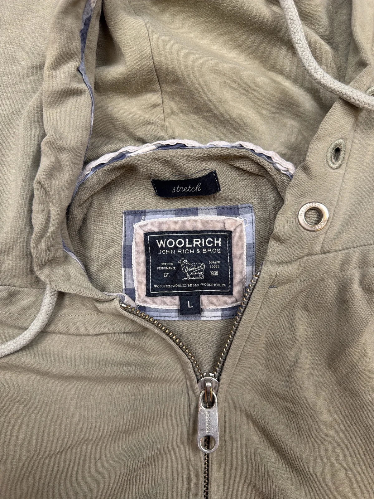 Woolrich Felpa con Cappuccio Zip Grigia in Tessuto Stretch – photo 3